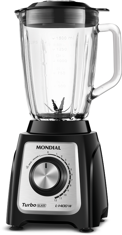 Liquidificador Mondial Turbo Glass L-1400 GI 1400W Preto/Inox